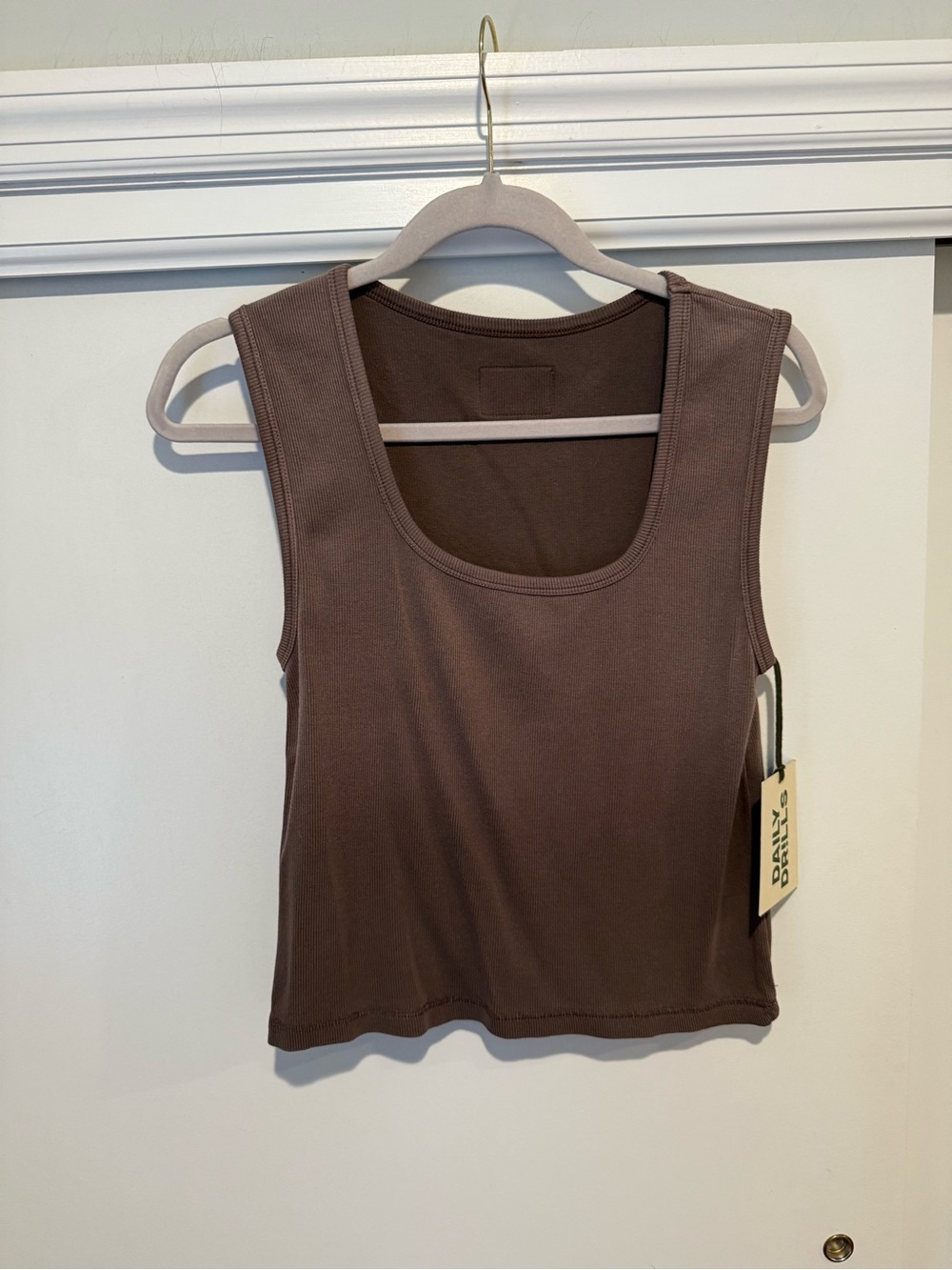 NWT Daily Drills Tank in Mocha Sun Soaked Square Neck Tank Top M/L